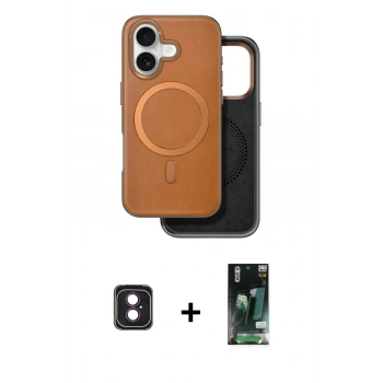MARSİLYAN™- iPhone 16 Kılıf Pusula Işık Koleksiyonu - Siyah 360 Mat Full Body Arka Koruyucu + PVD Metal Kamera Lens - PE