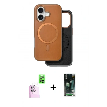 MARSİLYAN™- iPhone 16 Kılıf Pusula Işık Koleksiyonu - Siyah 360 Mat Full Body Arka Koruyucu + Raze Metal Kamera Lens - PE