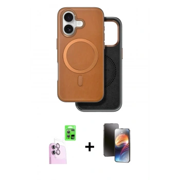 MARSİLYAN™- iPhone 16 Kılıf Pusula Işık Koleksiyonu - Siyah 3D Antistatik Mat Seramik Nano Ekran Koruyucu + Raze Metal Kamera Lens - PE