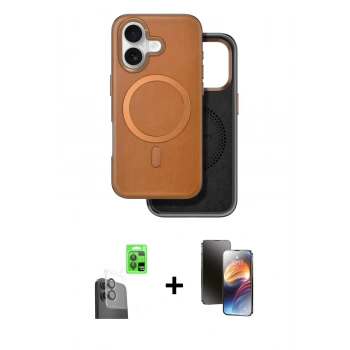 MARSİLYAN™- iPhone 16 Kılıf Pusula Işık Koleksiyonu - Siyah 3D Antistatik Mat Seramik Nano Ekran Koruyucu + Raze Metal Kamera Lens - SH