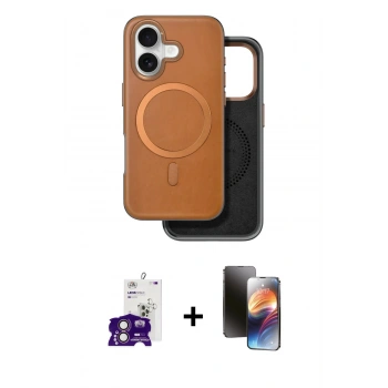 MARSİLYAN™- iPhone 16 Kılıf Pusula Işık Koleksiyonu - Siyah 3D Antistatik Mat Seramik Nano Ekran Koruyucu + Bilvis Titan Kamera Lens - PE