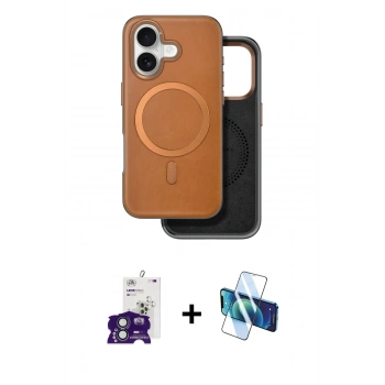 MARSİLYAN™- iPhone 16 Kılıf Pusula Işık Koleksiyonu - Siyah 3D Antistatik Seramik Nano Ekran Koruyucu + Bilvis Titan Kamera Lens - YL
