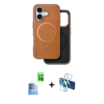 MARSİLYAN™- iPhone 16 Kılıf Pusula Işık Koleksiyonu - Siyah 3D Antistatik Seramik Nano Ekran Koruyucu + Raze Metal Kamera Lens - LT