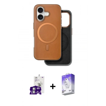 MARSİLYAN™- iPhone 16 Kılıf Pusula Işık Koleksiyonu - Siyah Bilvis 5in1 3D Magic Cam Ekran Koruyucu + Bilvis Titan Kamera Lens - GS