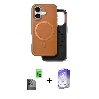 MARSİLYAN™- iPhone 16 Kılıf Pusula Işık Koleksiyonu - Siyah Bilvis 5in1 3D Magic Cam Ekran Koruyucu + Raze Metal Kamera Lens - SH