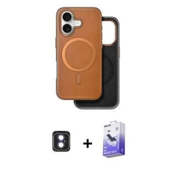 MARSİLYAN™- iPhone 16 Kılıf Pusula Işık Koleksiyonu - Siyah Bilvis 5in1 5D Magic Hayalet Cam Ekran Koruyucu + PVD Metal Kamera Lens - MI