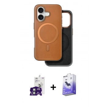 MARSİLYAN™- iPhone 16 Kılıf Pusula Işık Koleksiyonu - Siyah Bilvis 5in1 5D Magic Hayalet Cam Ekran Koruyucu + Bilvis Titan Kamera Lens - YL