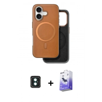 MARSİLYAN™- iPhone 16 Kılıf Pusula Işık Koleksiyonu - Siyah Bilvis 5in1 5D Magic Hayalet Cam Ekran Koruyucu + PVD Metal Kamera Lens - YL