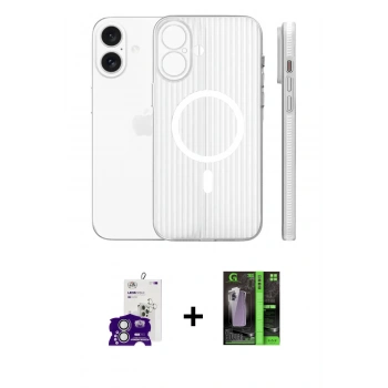 MARSİLYAN™- iPhone 16 Kılıf Pusula Minimal Koleksiyonu - Şeffaf 360 Full Body Arka Koruyucu + Bilvis Titan Kamera Lens - GS