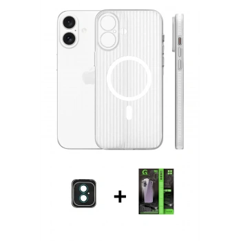 MARSİLYAN™- iPhone 16 Kılıf Pusula Minimal Koleksiyonu - Şeffaf 360 Full Body Arka Koruyucu + PVD Metal Kamera Lens - YL