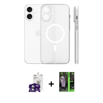 MARSİLYAN™- iPhone 16 Kılıf Pusula Minimal Koleksiyonu - Şeffaf 360 Full Body Arka Koruyucu + Bilvis Titan Kamera Lens - YL