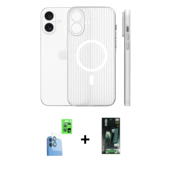 MARSİLYAN™- iPhone 16 Kılıf Pusula Minimal Koleksiyonu - Siyah 360 Mat Full Body Arka Koruyucu + Raze Metal Kamera Lens - LT