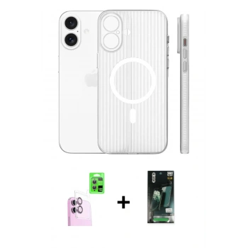 MARSİLYAN™- iPhone 16 Kılıf Pusula Minimal Koleksiyonu - Siyah 360 Mat Full Body Arka Koruyucu + Raze Metal Kamera Lens - PE