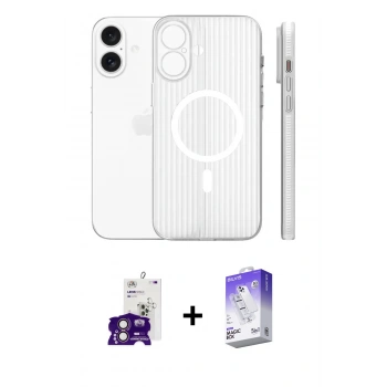 MARSİLYAN™- iPhone 16 Kılıf Pusula Minimal Koleksiyonu - Siyah Bilvis 5in1 3D Magic Cam Ekran Koruyucu + Bilvis Titan Kamera Lens - PE
