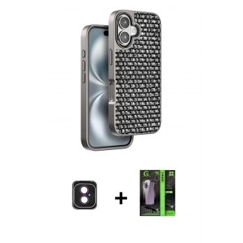MARSİLYAN™- iPhone 16 Kılıf Siluet Form Serisi - Şeffaf 360 Full Body Arka Koruyucu + PVD Metal Kamera Lens - PE