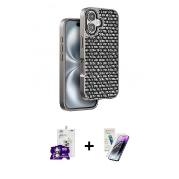 MARSİLYAN™- iPhone 16 Kılıf Siluet Form Serisi - Şeffaf Pasifik Cam Ekran Koruyucu + Bilvis Titan Kamera Lens - GS