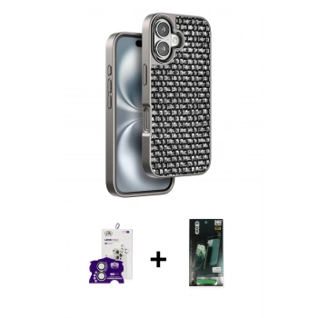 MARSİLYAN™- iPhone 16 Kılıf Siluet Form Serisi - Siyah 360 Mat Full Body Arka Koruyucu + Bilvis Titan Kamera Lens - GS