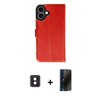 MARSİLYAN™- iPhone 16 Kılıf Siluet Işık Serisi - Siyah 3D Antistatik Hayalet Cam Ekran Koruyucu + PVD Metal Kamera Lens - PE