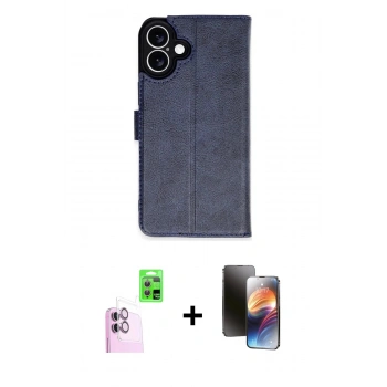 MARSİLYAN™- iPhone 16 Kılıf Siluet Işık Serisi - Siyah 3D Antistatik Mat Seramik Nano Ekran Koruyucu + Raze Metal Kamera Lens - PE