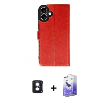 MARSİLYAN™- iPhone 16 Kılıf Siluet Işık Serisi - Siyah Bilvis 5in1 5D Magic Hayalet Cam Ekran Koruyucu + PVD Metal Kamera Lens - MI