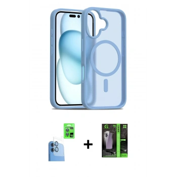 MARSİLYAN™- iPhone 16 Kılıf Siluet Minimal Prime - Şeffaf 360 Full Body Arka Koruyucu + Raze Metal Kamera Lens - LT