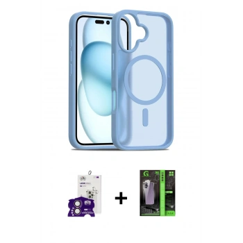 MARSİLYAN™- iPhone 16 Kılıf Siluet Minimal Prime - Şeffaf 360 Full Body Arka Koruyucu + Bilvis Titan Kamera Lens - PE