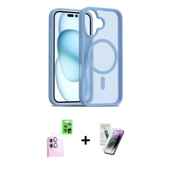 MARSİLYAN™- iPhone 16 Kılıf Siluet Minimal Prime - Şeffaf Pasifik Cam Ekran Koruyucu + Raze Metal Kamera Lens - PE