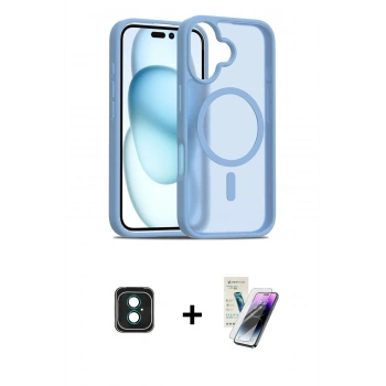 MARSİLYAN™- iPhone 16 Kılıf Siluet Minimal Prime - Şeffaf Pasifik Cam Ekran Koruyucu + PVD Metal Kamera Lens - YL