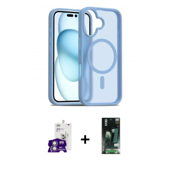 MARSİLYAN™- iPhone 16 Kılıf Siluet Minimal Prime - Siyah 360 Mat Full Body Arka Koruyucu + Bilvis Titan Kamera Lens - GS