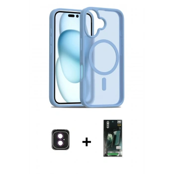 MARSİLYAN™- iPhone 16 Kılıf Siluet Minimal Prime - Siyah 360 Mat Full Body Arka Koruyucu + PVD Metal Kamera Lens - PE