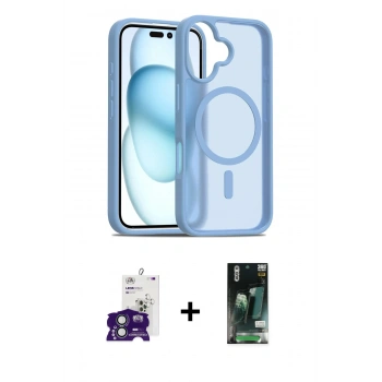 MARSİLYAN™- iPhone 16 Kılıf Siluet Minimal Prime - Siyah 360 Mat Full Body Arka Koruyucu + Bilvis Titan Kamera Lens - YL