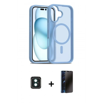 MARSİLYAN™- iPhone 16 Kılıf Siluet Minimal Prime - Siyah 3D Antistatik Hayalet Cam Ekran Koruyucu + PVD Metal Kamera Lens - YL