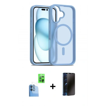 MARSİLYAN™- iPhone 16 Kılıf Siluet Minimal Prime - Siyah 3D Antistatik Hayalet Cam Ekran Koruyucu + Raze Metal Kamera Lens - LT