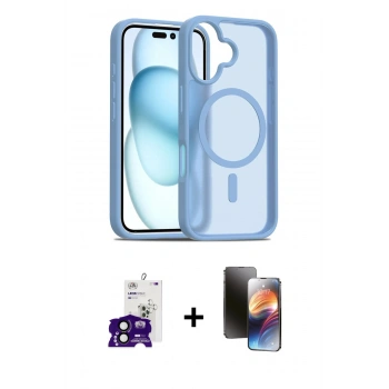 MARSİLYAN™- iPhone 16 Kılıf Siluet Minimal Prime - Siyah 3D Antistatik Mat Seramik Nano Ekran Koruyucu + Bilvis Titan Kamera Lens - SH
