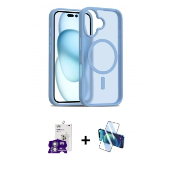 MARSİLYAN™- iPhone 16 Kılıf Siluet Minimal Prime - Siyah 3D Antistatik Seramik Nano Ekran Koruyucu + Bilvis Titan Kamera Lens - GS