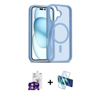 MARSİLYAN™- iPhone 16 Kılıf Siluet Minimal Prime - Siyah 3D Antistatik Seramik Nano Ekran Koruyucu + Bilvis Titan Kamera Lens - PE