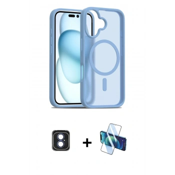 MARSİLYAN™- iPhone 16 Kılıf Siluet Minimal Prime - Siyah 3D Antistatik Seramik Nano Ekran Koruyucu + PVD Metal Kamera Lens - MI