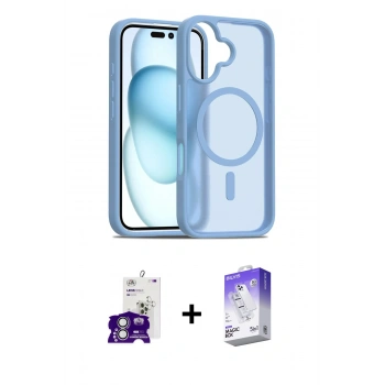 MARSİLYAN™- iPhone 16 Kılıf Siluet Minimal Prime - Siyah Bilvis 5in1 3D Magic Cam Ekran Koruyucu + Bilvis Titan Kamera Lens - GS