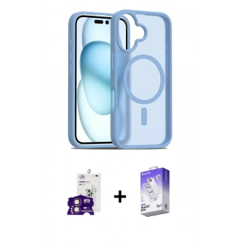 MARSİLYAN™- iPhone 16 Kılıf Siluet Minimal Prime - Siyah Bilvis 5in1 3D Magic Cam Ekran Koruyucu + Bilvis Titan Kamera Lens - PE
