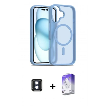 MARSİLYAN™- iPhone 16 Kılıf Siluet Minimal Prime - Siyah Bilvis 5in1 3D Magic Cam Ekran Koruyucu + PVD Metal Kamera Lens - MI