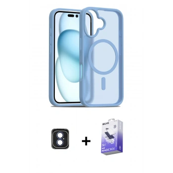 MARSİLYAN™- iPhone 16 Kılıf Siluet Minimal Prime - Siyah Bilvis 5in1 5D Magic Hayalet Cam Ekran Koruyucu + PVD Metal Kamera Lens - MI