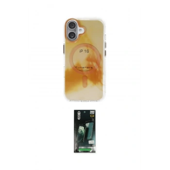 MARSİLYAN™- iPhone 16 Kılıf Ufuk Doku Prime - Siyah 360 Mat Full Body Arka Koruyucu