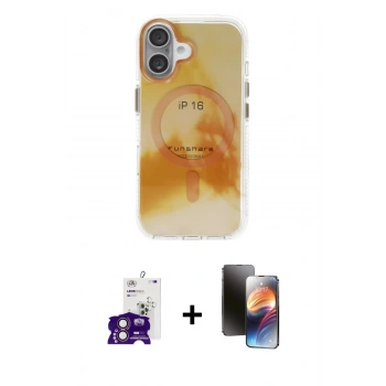 MARSİLYAN™- iPhone 16 Kılıf Ufuk Doku Prime - Siyah 3D Antistatik Mat Seramik Nano Ekran Koruyucu + Bilvis Titan Kamera Lens - PE