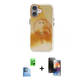 MARSİLYAN™- iPhone 16 Kılıf Ufuk Doku Prime - Siyah 3D Antistatik Mat Seramik Nano Ekran Koruyucu + Raze Metal Kamera Lens - LT