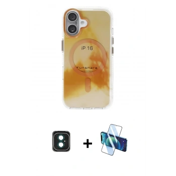 MARSİLYAN™- iPhone 16 Kılıf Ufuk Doku Prime - Siyah 3D Antistatik Seramik Nano Ekran Koruyucu + PVD Metal Kamera Lens - YL