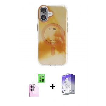 MARSİLYAN™- iPhone 16 Kılıf Ufuk Doku Prime - Siyah Bilvis 5in1 3D Magic Cam Ekran Koruyucu + Raze Metal Kamera Lens - PE