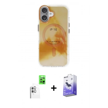 MARSİLYAN™- iPhone 16 Kılıf Ufuk Doku Prime - Siyah Bilvis 5in1 5D Magic Hayalet Cam Ekran Koruyucu + Raze Metal Kamera Lens - BZ