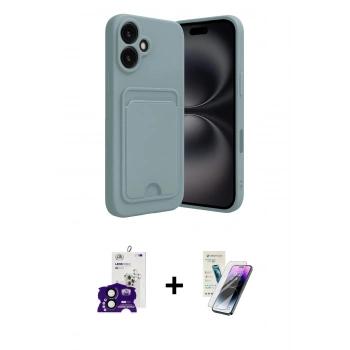MARSİLYAN™- iPhone 16 Kılıf Vadi Çizgi Prime - Şeffaf Pasifik Cam Ekran Koruyucu + Bilvis Titan Kamera Lens - SH
