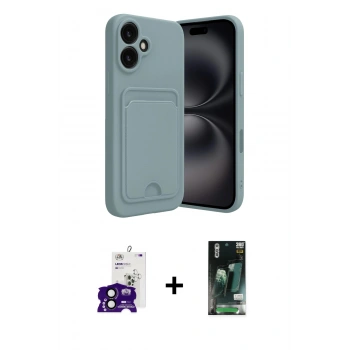 MARSİLYAN™- iPhone 16 Kılıf Vadi Çizgi Prime - Siyah 360 Mat Full Body Arka Koruyucu + Bilvis Titan Kamera Lens - SH