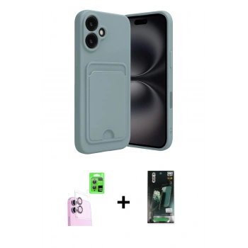 MARSİLYAN™- iPhone 16 Kılıf Vadi Çizgi Prime - Siyah 360 Mat Full Body Arka Koruyucu + Raze Metal Kamera Lens - PE